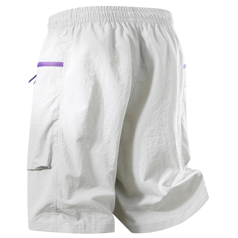 Men Cargo Shorts 100% Nylon Loose Fit Quick Dry Summer Streetwear Casual Multi Pocket Drawstring Zipper Shorts Men Bottoms
