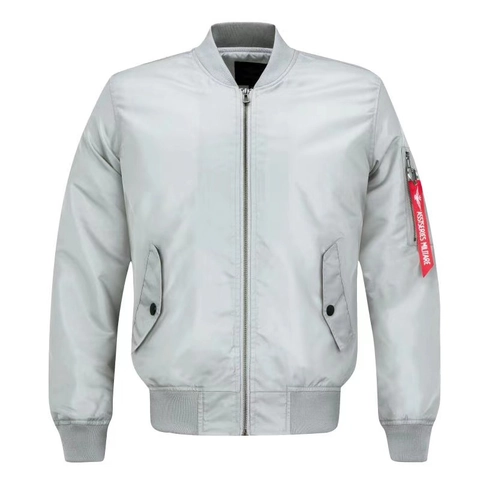 Men MA-1 Flight Bomber Jacket Plus Size Windproof Casual Military Outerwear With Utility Pocket And Contrast Orange Lining