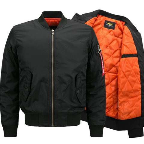 Men's MA-1 Bomber Jacket Padded Windproof Flight Coat For Winter Outerwear Military Style Nylon Quilted Lining Casual Jacket