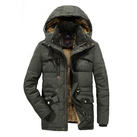 Parka Invernale da Uomo con Cappuccio Spesso Giacca Antivento Foderata in Pile Caldo Cappotto di Cotone Imbottito Taglie Forti