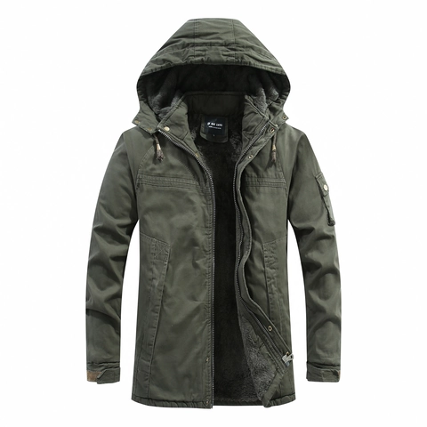 Giacca Imbottita in Cotone Casual da Uomo Con Fodera in Pile Spesso Parka Invernale Con Cappuccio Lunghezza Media Outdoor