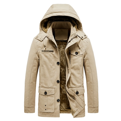 Giacca da Uomo con Cappuccio in Pile Caldo Parka Invernale in Cotone Lavato Casual Outdoor Workwear Giacca per Uomo