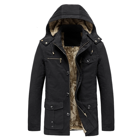 Giacca da Uomo con Cappuccio in Pile Caldo Parka Invernale in Cotone Lavato Casual Outdoor Workwear Giacca per Uomo