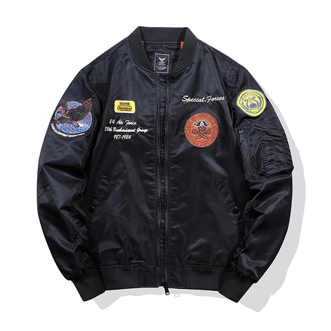 Giubbotto Bomber da Aviatore Uomo MA-1 Antivento Impermeabile Nylon Ricamo Militare Patch Cappotto Casual