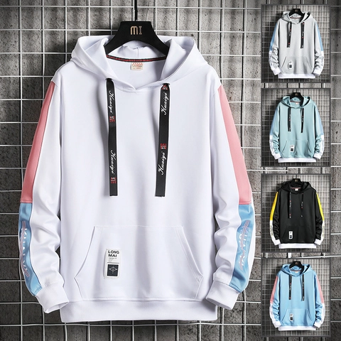 Heren Color Block Hoodie Polyester Spandex Casual Lange Mouw Pullover Met Kangoeroezak Voor Streetwear Mode Dagelijks Gebruik