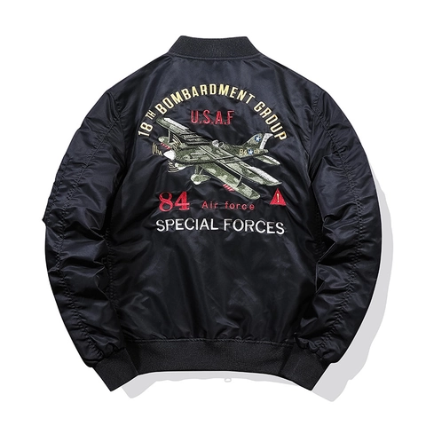 Chaqueta Bomber de Aviador MA-1 para Hombre Cortavientos Impermeable Nylon Bordado Militar Parches Abrigo Casual