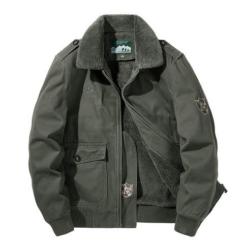Giacca Invernale da Uomo in Cotone Pesante Foderata in Pile Sherpa Cappotto Caldo Stile Militare Vintage Cargo Capispalla da Uomo