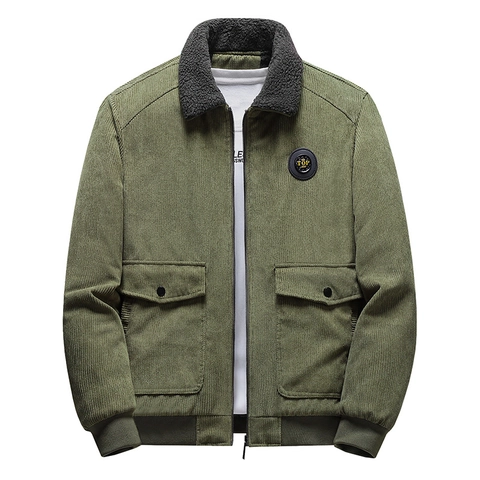 Heren Vintage Corduroy Jas Sherpa Gevoerd Winterjas Retro Werkkleding Windjack Warm Rits Casual Bovenstuk Man