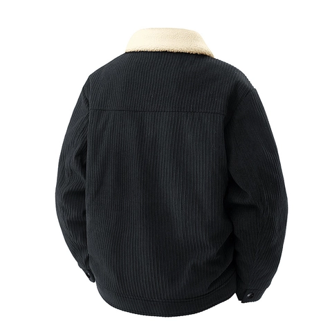 Herren Retro Cordjacke Sherpa Fleece Futter Dick Warm Winter Casual Business Oberbekleidung Revers Einreihiger Mantel