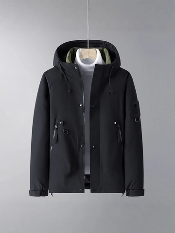 Giacca Imbottita con Cappuccio da Uomo Invernale Calda Ispessita Antivento Capispalla Casual Workwear Parka con Tasche