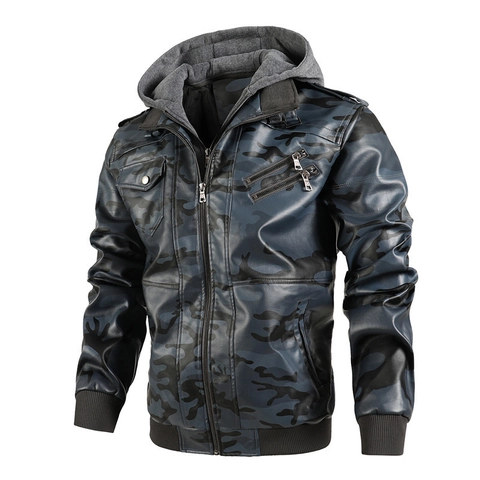 Ανδρικό Δερμάτινο Μπουφάν PU Με Κουκούλα Casual Biker Motorcycle Coat Με Αφαιρούμενη Κουκούλα Mock Layered Outwear Για Άνδρες Χειμώνας Άνοιξη