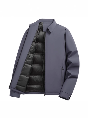 Men Winter Down Jacket 90 White Duck Down Warm Lapel Puffer Coat Thickened Casual Outwear Solid Color Zipper Pocket