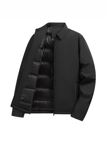 Men Winter Down Jacket 90 White Duck Down Warm Lapel Puffer Coat Thickened Casual Outwear Solid Color Zipper Pocket