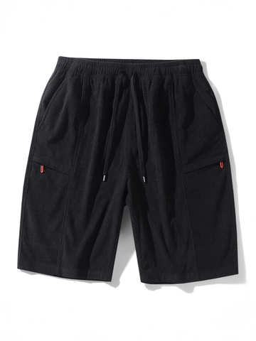 Pantaloncini Casual Uomo Texture Velluto a Coste Traspiranti Asciugatura Rapida Vita Elastica Coulisse Estivi Sportivi Multitasche