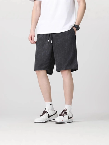 Ανδρικά Καλοκαιρινά Casual Σορτς Ice Silk Λεπτά Στεγνώνουν Γρήγορα Ίσια Παντελόνια Πέντε Σημείων Ελαστική Μέση με Κορδόνι