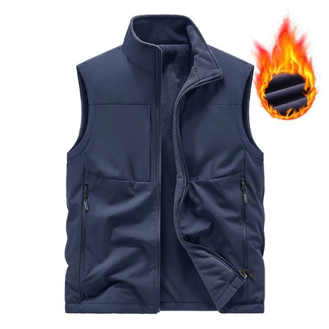 Weste Herren Beidseitig Tragbar Mit Fleecefutter Mehrere Taschen Casual Workwear Outdoor Stehkragen Winddicht Warm