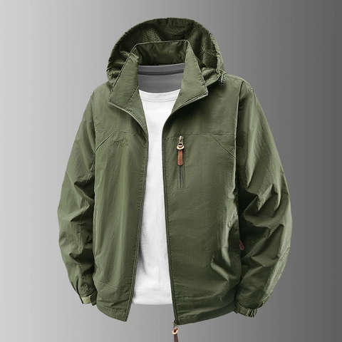 Chaqueta con Capucha para Hombre al Aire Libre a Prueba de Viento Impermeable Ropa Deportiva con Capucha Desmontable Abrigo Talla Grande con Cremallera