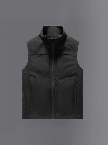 Herren Outdoor Cargo Weste Casual Stehkragen Multi-Taschen Angeln Fotografie Ärmellose Jacke Mit Netzfutter