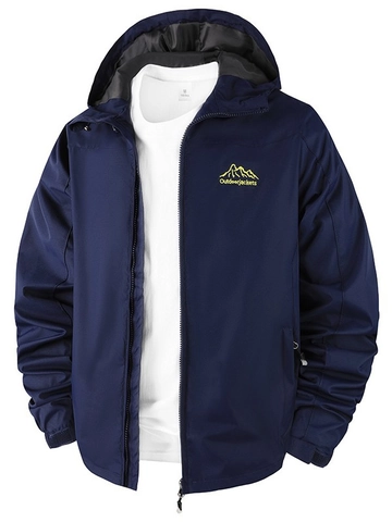 Chaqueta Outdoor con Capucha para Hombre Ligera Impermeabile Cortavientos Logotipo de Montaña Nailon Casual Abrigo Deportivo