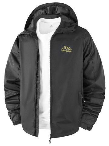Chaqueta Outdoor con Capucha para Hombre Ligera Impermeabile Cortavientos Logotipo de Montaña Nailon Casual Abrigo Deportivo