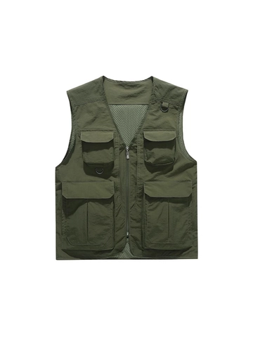 Gilet da Pesca All'aperto Multitasche da Uomo Gilet da Fotografia Cargo Fodera in Mesh Traspirante Giacca Senza Maniche