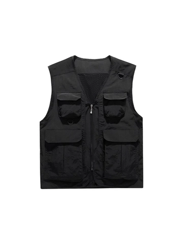 Gilet da Pesca All'aperto Multitasche da Uomo Gilet da Fotografia Cargo Fodera in Mesh Traspirante Giacca Senza Maniche