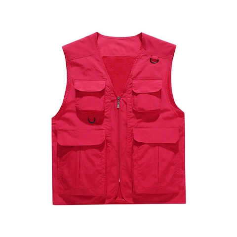 Gilet da Uomo All'aperto Con Tasche Multiple Pesca Fotografia Fodera in Rete Scollo a V Cerniera Nylon Casual Cargo Gilet