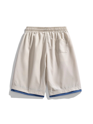 Pantaloncini Casual da Uomo Estate Asciugatura Rapida Sportivi Corsa Gamba Dritta Finto Due Pezzi Coulisse Pantaloncini da Spiaggia