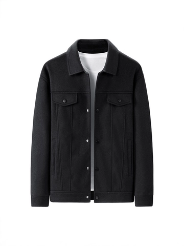 Men Casual Lapel Jacket Plus Size Loose Button Down Workwear Outerwear Polyester Solid Color Spring Autumn Pocket Coat