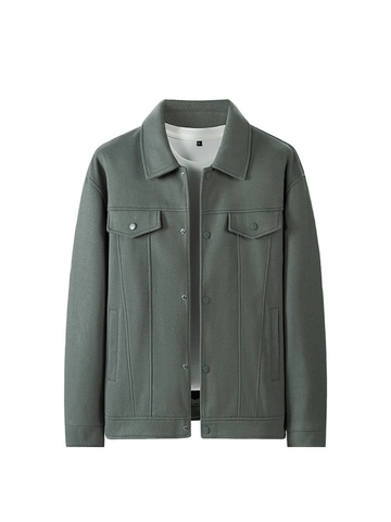 Men Casual Lapel Jacket Plus Size Loose Button Down Workwear Outerwear Polyester Solid Color Spring Autumn Pocket Coat