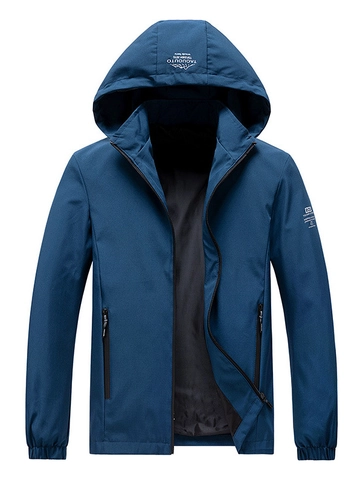 Chaqueta Casual con Capucha para Hombre Rompevientos al Aire Libre Capucha Desmontable Impermeable Ajuste Holgado Primavera Otoño