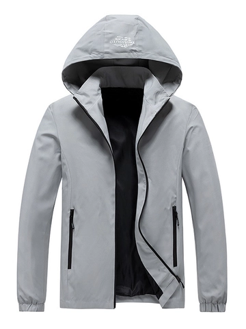 Chaqueta Casual con Capucha para Hombre Rompevientos al Aire Libre Capucha Desmontable Impermeable Ajuste Holgado Primavera Otoño