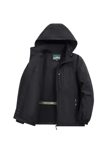Chaqueta con Capucha Casual Outdoor para Hombre Cortavientos Impermeable Holgada Chaqueta de Trabajo Gorra Desmontable Nylon Abrigo Deportivo