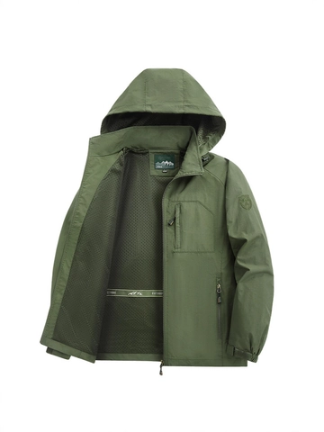 Chaqueta con Capucha Casual Outdoor para Hombre Cortavientos Impermeable Holgada Chaqueta de Trabajo Gorra Desmontable Nylon Abrigo Deportivo