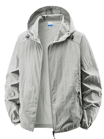 Herren Sonnenschutzbekleidung Mit Kapuze Leichte Atmungsaktive Outdoor-Angeljacke UPF50+ Windbreaker-Jacke Für Herren