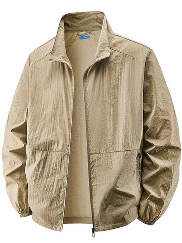 Chaqueta de Protección Solar Ligera para Hombre UPF 50+ Secado Rápido Transpirable Cuello Alto Cortavientos Casual Verano