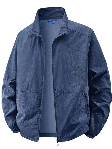 Chaqueta de Protección Solar Ligera para Hombre UPF 50+ Secado Rápido Transpirable Cuello Alto Cortavientos Casual Verano