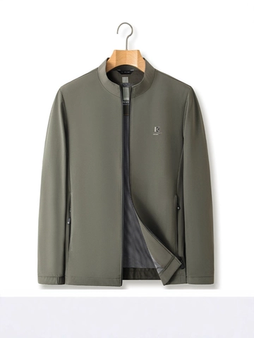 Men's Casual Stand Collar Jacket Windproof Zip Up Outerwear Lightweight Spring Autumn Business Coat With Pockets For Men