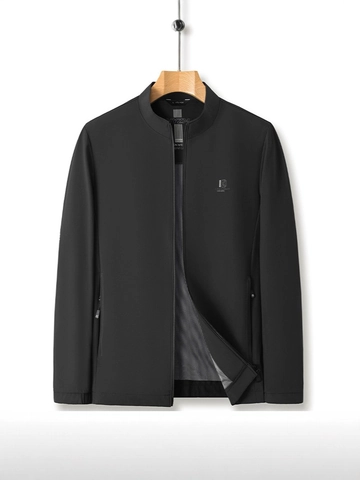Men's Casual Stand Collar Jacket Windproof Zip Up Outerwear Lightweight Spring Autumn Business Coat With Pockets For Men