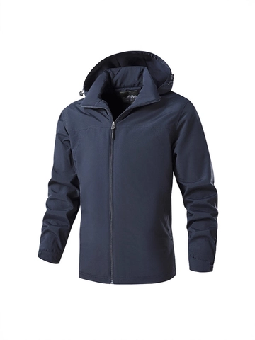 Men Winter Outdoor Hooded Jacket Windproof Warm Fleece Lined Polyamide Coat Plus Size Full Zipper Casual Sports Jacket For Men