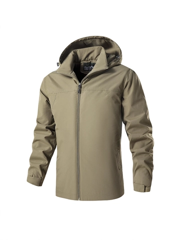 Men Winter Outdoor Hooded Jacket Windproof Warm Fleece Lined Polyamide Coat Plus Size Full Zipper Casual Sports Jacket For Men