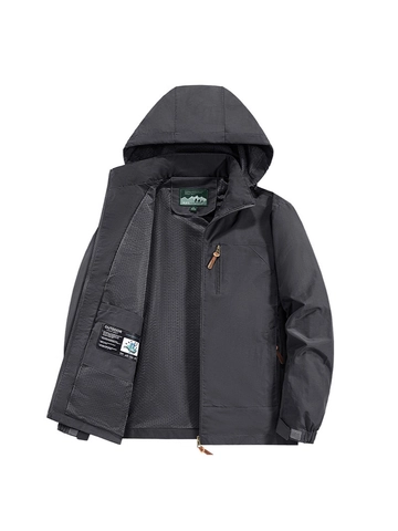 Men's Outdoor Cargo Jacket Windproof Breathable Detachable Hooded Coat Multi-Pocket Casual Loose Outwear For Spring Autumn