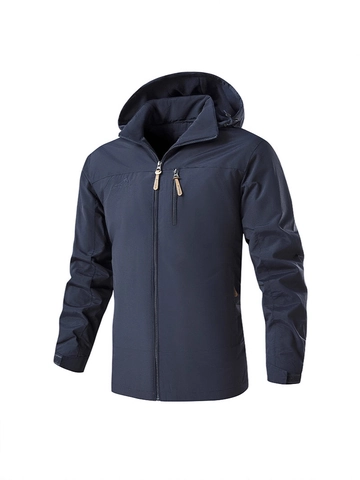 Chaqueta de Exterior con Capucha para Hombre Impermeable Cortavientos Forro Polar Corte Ajustado Abrigo Casual