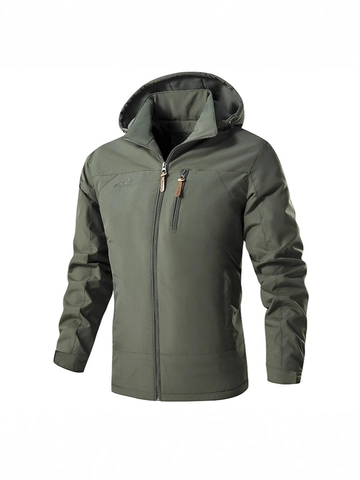 Chaqueta de Exterior con Capucha para Hombre Impermeable Cortavientos Forro Polar Corte Ajustado Abrigo Casual