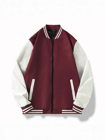 Ανδρική Casual Ζακέτα Varsity American Vintage Μπέιζμπολ Bomber Χρωματική Αντίθεση Φερμουάρ Ελαφρύ Αντιανεμικό Παλτό Outwear