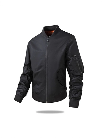 Chaqueta Bomber MA-1 Clásica para Hombre Cortavientos Impermeable Ajuste Holgado Chaqueta de Trabajo Casual Puños Acanalados Forro Naranja