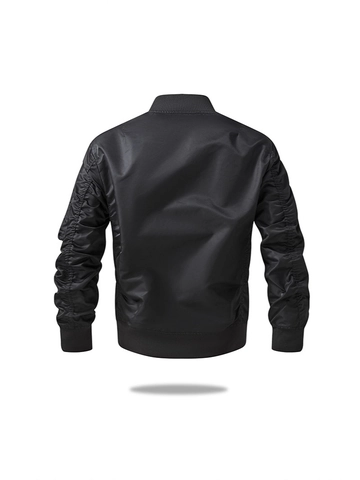 Chaqueta Bomber MA-1 Clásica para Hombre Cortavientos Impermeable Ajuste Holgado Chaqueta de Trabajo Casual Puños Acanalados Forro Naranja