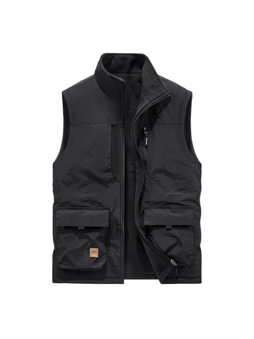 Herren Wende Weste Fleece Stehkragen Mehrfachtaschen Outdoor Taktische Thermoweste Lässig Winter Ärmellose Jacke Warm