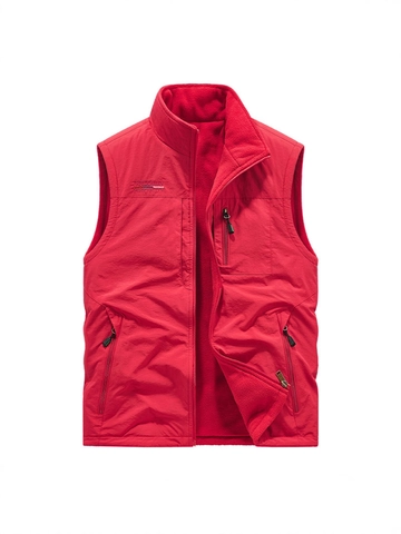 Herren Outdoor Fleeceweste Zum Wenden Stehkragen Verdickt Warm Multi Taschen Taktische Sport Ärmellose Jacke Für Ältere Menschen