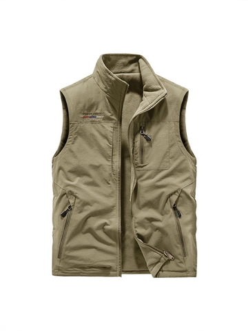 Herren Outdoor Fleeceweste Zum Wenden Stehkragen Verdickt Warm Multi Taschen Taktische Sport Ärmellose Jacke Für Ältere Menschen